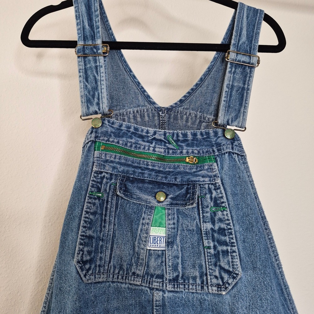 Vintage Liberty Overalls Mens Blue Denim Bib Workwear Made in USA Med Wash 46x32